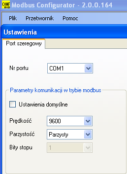 B 22 DTR.PC.PR.SG.MODBUS 5. Tryb konfiguracyjny 5.1. Konfiguracja portu szeregowego programu Modbus Configurator, skanowanie sieci Modbus.