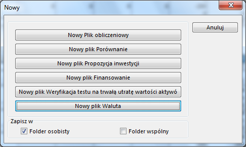 4.5.6 Plik walutowy Funkcja zmiany waluty dostępna jest w edycji Enterprise do konsolidacji plików obliczeniowych oraz plików finansowania.