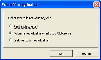 W powyższym przykładzie, okres obliczeniowy wynosi 10 lat i 6 miesięcy i określony został jako 1,5 roku w etapie początkowym z 6-cio miesięcznymi okresami oraz 9-letni etap z pełnymi rocznymi
