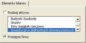 Jedynym efektem wyboru rodzaju składnika aktywów jest prawidłowe pogrupowanie środków w bilansie. W żaden sposób nie wpływa to na wynik. W wersji 3.