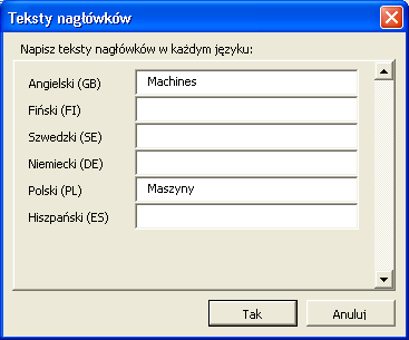 Ten przycisk powoduje pokazanie/ ukrycie indeksowania wierszy i kolumn (R1C1/ A1), tak jak w Excelu. Możliwe jest dodanie nagłówków grupowych dla inwestycji podobnego rodzaju.