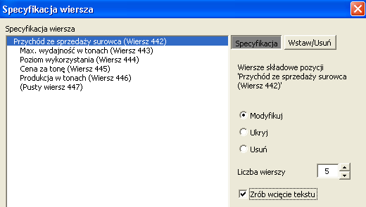 Wybierz liczbę wierszy składowych, które mają być utworzone. Domyślnie to 5 wierszy. Można wybrać dowolną liczbę wierszy składowych maksymalna liczba to 99.