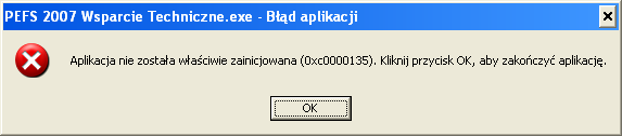 UWAGA! Nie należy zmieniać nazwy pliku, ponieważ jest to jednocześnie identyfikator zgłoszenia problemu. 4. Kolejnym krokiem jest uruchomienie aplikacji PEFS 2007 Wsparcie Techniczne.