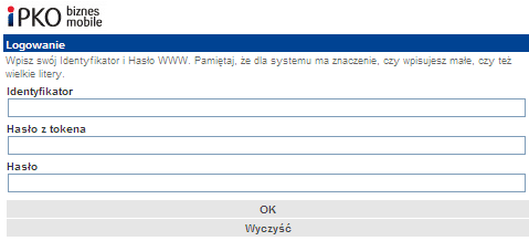 3.2. Logowanie do systemu W celu zalogowania się do serwisu ipko biznes mobile konieczne jest wybranie adresu www.ipkobiznes.