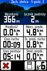 Narzędzia dodatkowe Pozycje satelitów Pulpit Wysokość siła sygnałów Ekran satelitów Zielone słupki wskazują siłę sygnału GPS. Białe słupki wskazują że Dakota ustala jeszcze sygnał.