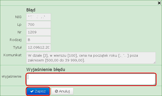 13.8.3.3. Każdy test generuje komunikat, który opisuje wątpliwą sytuację.
