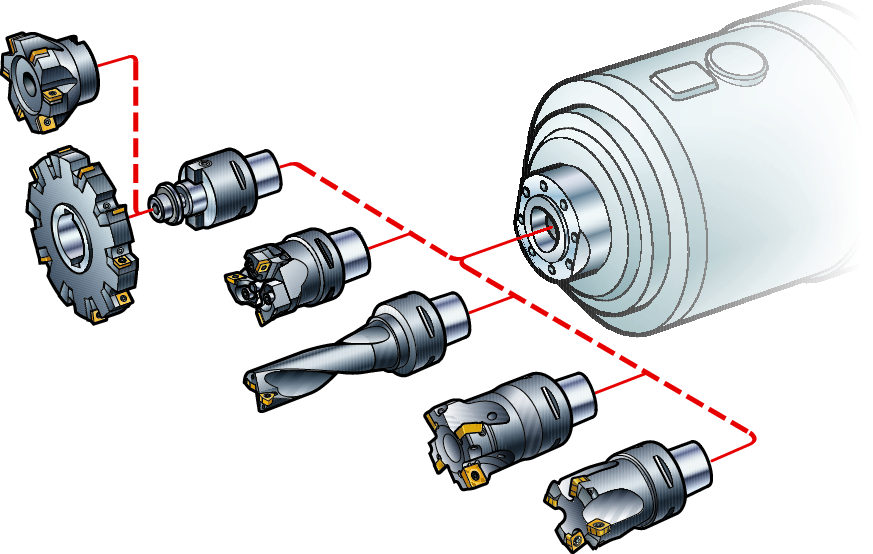 Systemy narzędziowe centra obróbcze A Mocowanie oromant apto jako złącze wrzeciona Złącze oromant apto może być zintegrowane bezpośrednio z wrzecionem.