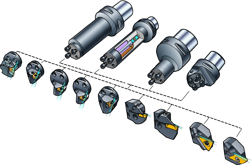 Wytaczaki oroturn SL są dostępne w średnicach od 16 do 40 mm. Wytaczaki do szybkiej wymiany oroturn są dostępne w średnicach od 80 do 250 mm (600 mm na specjalne zamówienie).