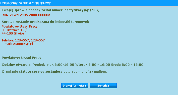 Dla każdej sprawy przyjmowanej przez jednostkę można zamieścić informacje dodatkowe w polu Informacje o sprawie.