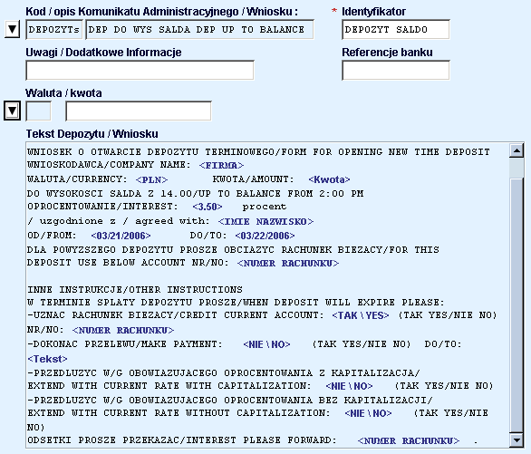 Depozyt na kwotę / do wysokości