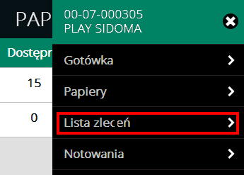 W przypadku modyfikacji wprowadza nowe parametry zlecenia (analogicznie jak przy składaniu zleceń) i zatwierdza klawiszem: Wyślij V. PRZEGLĄD BIEŻĄCYCH ZLECEŃ I TRANSAKCJI 1.