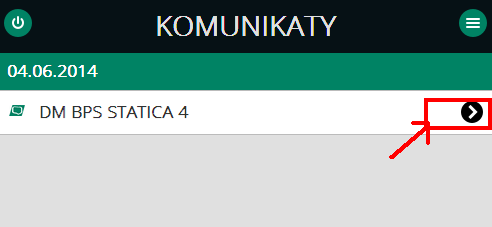Otworzy się ekran z listą dostępnych komunikatów.