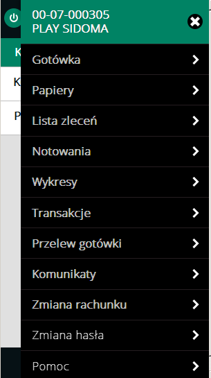 II. MENU Ikona menu aplikacji M@klernet Mobile umiejscowione jest zawsze w prawym górnym rogu ekranu. Po naciśnięciu ikony menu wysuwa się z prawej strony ekran.