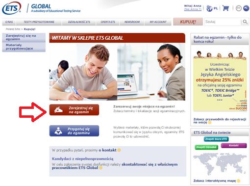 JAK DOKONAĆ REJESTRACJI NA EGZAMIN 1.