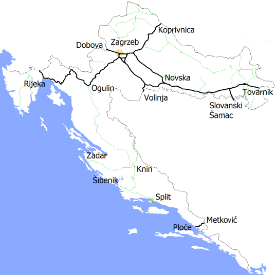 1.4. Chorwacja Usługi transportu kolejowego w Chorwacji świadczy firma Hrvatske Željeznice (HŽ) dysponująca liniami kolejowymi o łącznej długości 2.974 km (rys. 1.