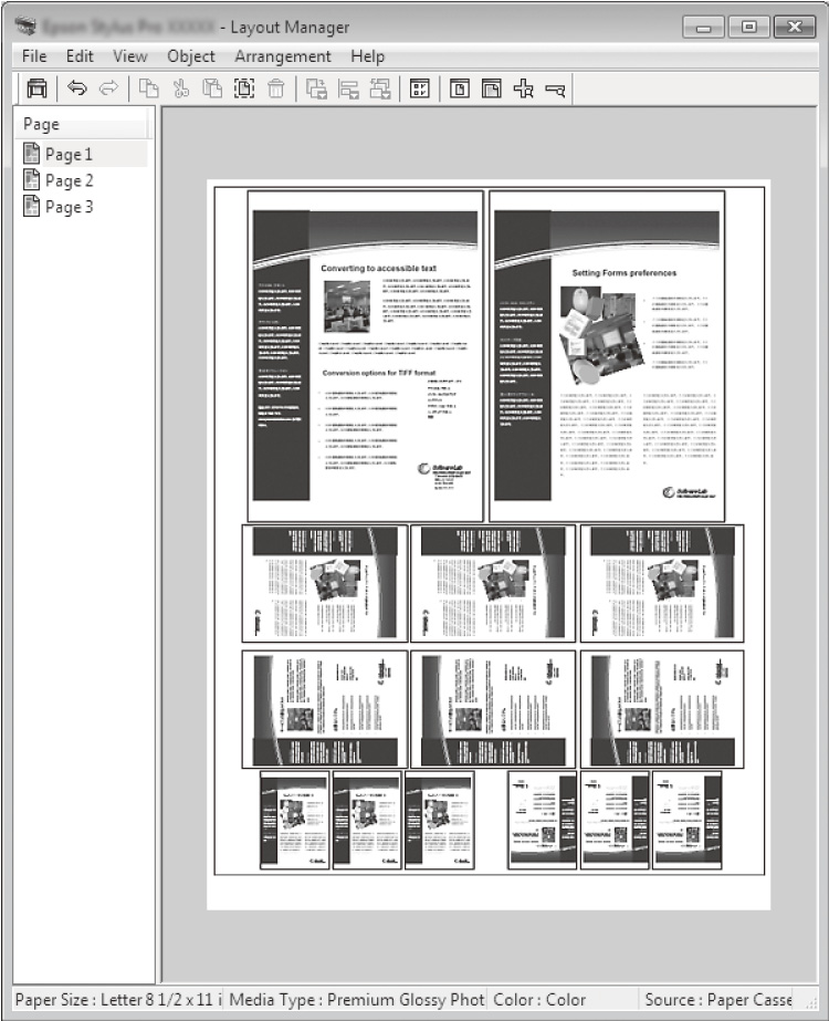 Inne sposoby drukowania Drukowanie kilku dokumentów na jednym arkuszu papieru (funkcja Layout Manager (Menedżer układu)) (tylko w systemie Windows) Dokumenty utworzony w różnych aplikacjach można