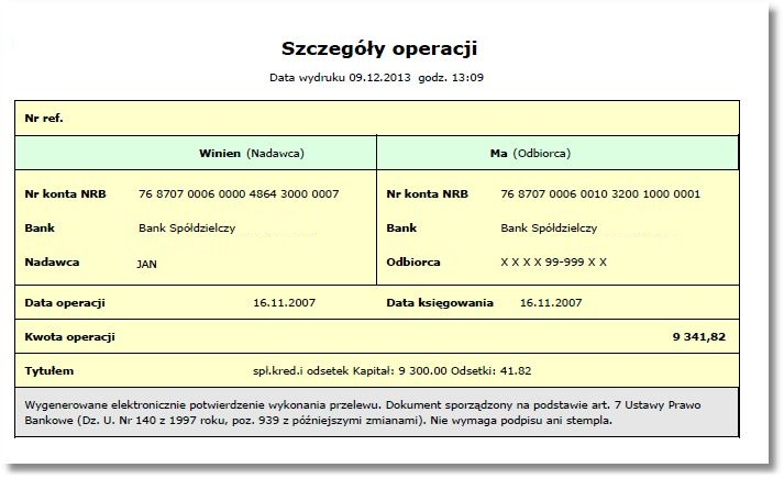 Rozdział 7 Rachunki Po wyborze przycisku [Do wydruku] dostępnego dla listy operacji użytkownik ma