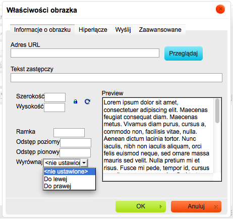 Rysunek 88 Określanie właściwości obrazka 7.1.2.4 Wstawianie elementu flash.
