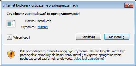 NVIP-2C2011D-P Skrócona instrukcja obsługi wer.1.0. POŁĄCZENIA SIECIOWE ZA POMOCĄ PRZEGLĄDARKI WWW Jeżeli instalacja przeprowadzona w ten sposób się nie powiedzie należy zmieć ustawienia zabezpieczeń przeglądarki.
