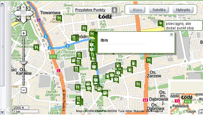 Przykładowe realizacje Serwis mapowy (wyszukiwarka punktów POI,