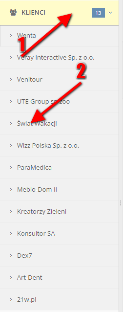 Podwykonawca Dla tego rodzaju użytkownika są już stosowane filtry zwłaszcza w zakresie projektów i klientów.
