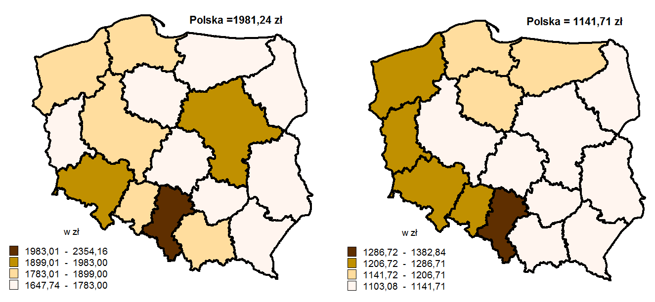 38 Informacja o sytuacji społeczno-gospodarczej województw Przeciętna miesięczna emerytura i renta brutto z pozarolniczego systemu ubezpieczeń społecznych w I półroczu 2014 r.
