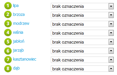 3.2.2.2. Drzewa 1. Lipa - w tym miejscu należy określić zaobserwowane stadium rozwoju lipy, wybierając wartość z wysuwanej listy.