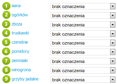 5. Dzikie gęsi - w tym miejscu należy określić, czy zaobserwowano obecność dzikich gęsi, wybierając wartość z wysuwanej listy.