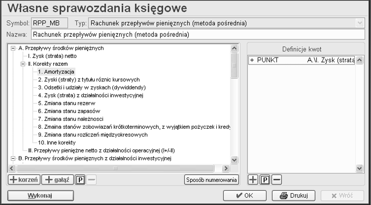 wzorców wydruku. W zależności od potrzeb i rodzaju sprawozdania można wybrać: wydruk podst. jednokolumnowy wydruk podst.