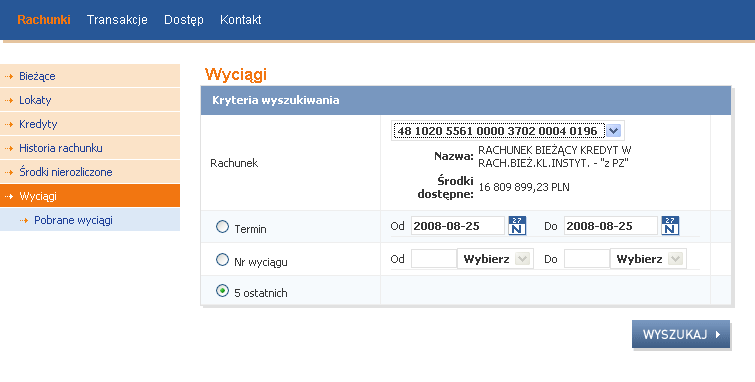 WYCIĄGI BANKOWE W Od dnia 23 lipca 2008 roku w systemie ipko Biznes dostępna jest nowa funkcjonalność dotycząca możliwości pobierania wyciągów, spełniających kryteria określone dla dowodów księgowych