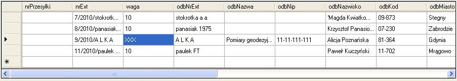 Po naciśnięciu któregoś z nich wyświetlona będzie tabela zawierająca odpowiednie dane.