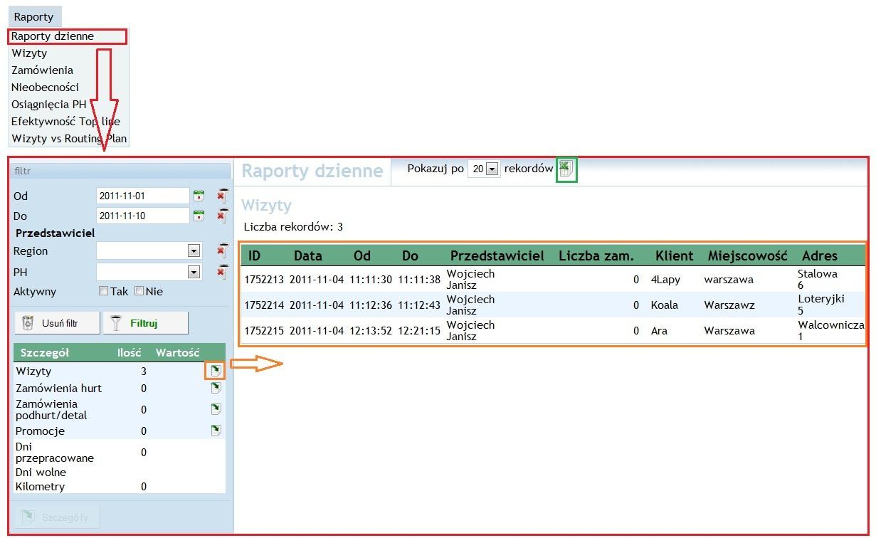 Ankiety W module ankiet definiowane są ankiety, które są wypełniane przez pracowników terenowych u klientów. Wyniki są przesyłane od systemu i w całości można je Raporty odczytad w zakładce Wyniki.