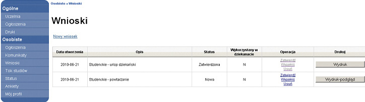 Sprawy Moduł Sprawy służy do obsługi różnego rodzaju spraw prowadzonych przez dziekanaty, sekretariaty i inne działy uczelni.