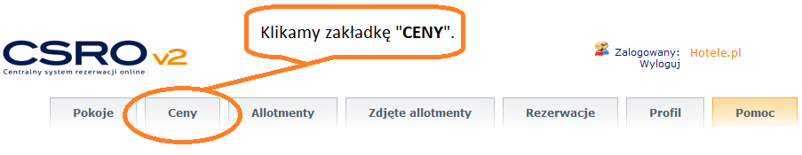 WPROWADZANIE CEN W PANELU ADMINISTRACYJNYM CSRO - HOTELE.PL 1.
