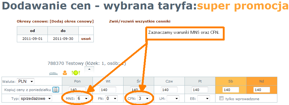 Powyższy przykład pokazuje, że w taryfie bezzwrotnej (super promocja) mamy wprowadzone dwie oferty.