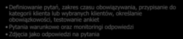 Funkcjonalności aplikacji mobilnej Zarządzanie trasówkami Mechanizmy definiowania i kontroli wykonania planu wizyt Tworzenie szablonów trasówek na poszczególne dni tygodnia np.