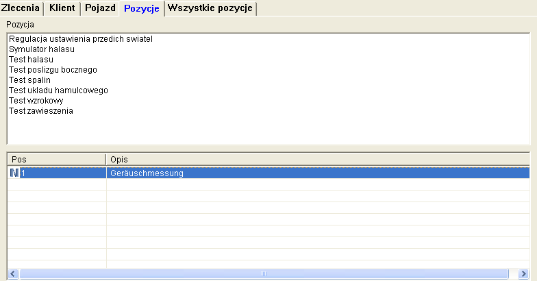 pl 48 BSA / SDL Ordermanager Przeprowadzanie badań 5. Zaznaczyć żądany pojazd, klikając go na liście. 6. Kliknąć Dalej. Otwiera się ekran wpisu pozycji badania.