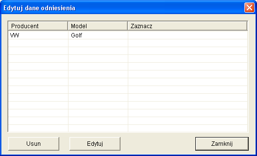 Zarządzanie danymi BSA / SDL Ordermanager 59 pl 3. Wybrać polecenie Zapisz jako rekord danych referencyjnych. Otwiera się okno dialogowe dodatkowych informacji. 13.3.2 Edycja/usuwanie danych referencyjnych Aby edytować lub usunąć rekord danych referencyjnych, należy wykonać następujące czynności: 1.