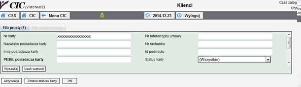 Po wejściu do obszaru CIC pojawi się główny ekran obszaru CIC, w którym należy wybrać z menu górnego lub z menu centralnego CIC -> Klienci (Rysunek 7.