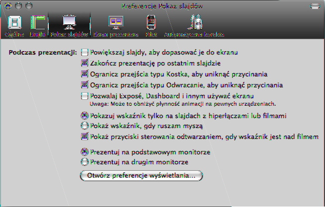 Niektóre komputery przenośne domyślnie korzystają z odbicia lustrzanego, na innych natomiast trzeba tę metodę wyświetlania włączyć i skonfigurować.