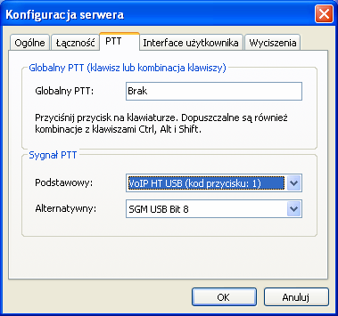 W zakładce Łączność wpisujemy domyślne parametry: Adres IP serwera - 172.16.0.
