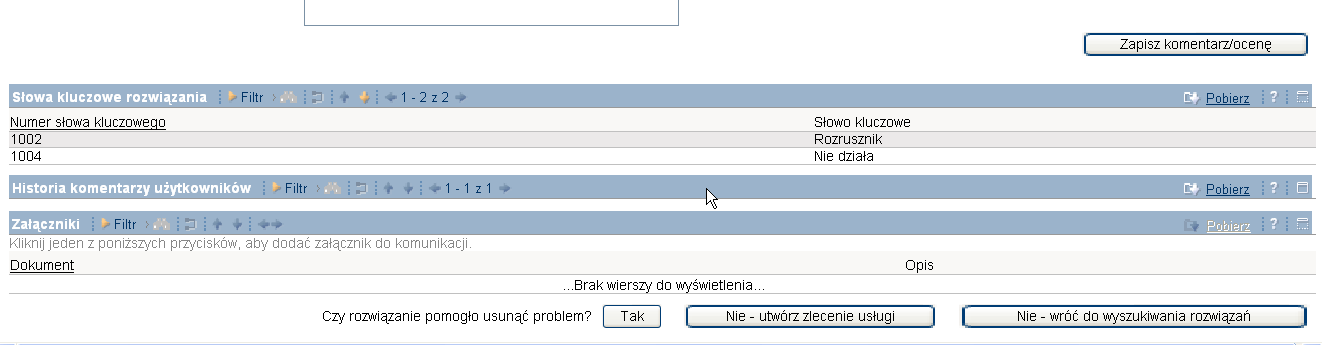 Profil pracownika łatwość szukania rozwiązań FAQ na centrum startowym Wyszukiwanie po