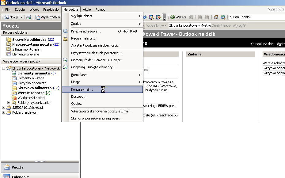 2 KONFIGURACJA KONTA FAX2MAIL MS OUTLOOK 2003 1.