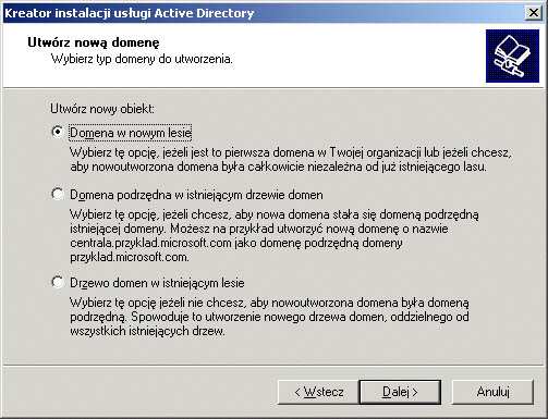 Mechanizmy domen Windowsowych Konfiguracja serwera