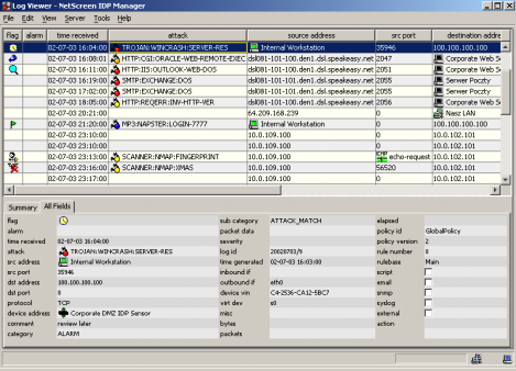 Object Editor - zarządzanie obiektów 2, na których operuje system zabezpieczeń IDP. Do podstawowych obiektów można zaliczyć Network Object (np. sieć, host, serwer, sensor), Service Object (np.