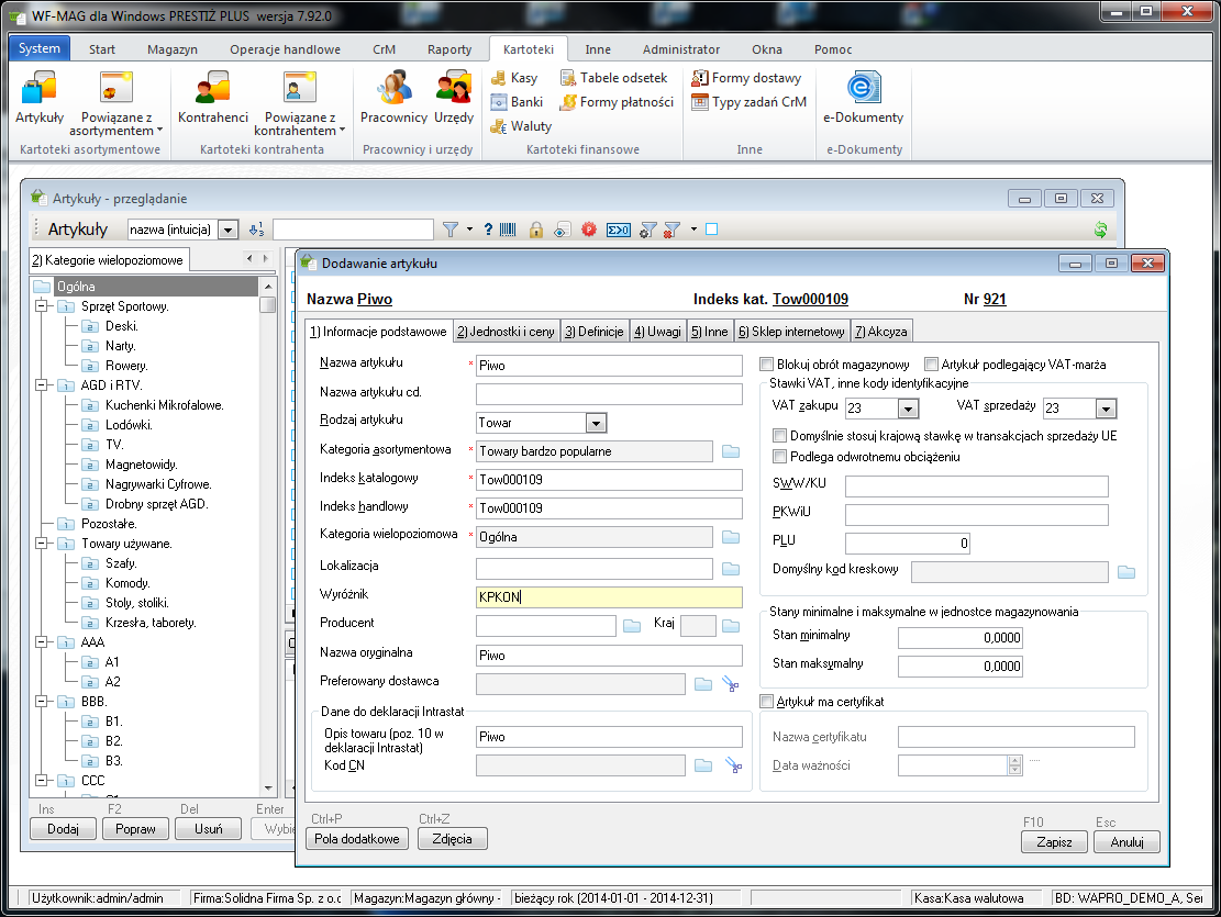 2.8. Ustawienie wyróżnika dla produktów konkurencji w systemie WF-Mag Wyróżnik w interfejsie WF-EBI jest ustawiony w zakładce