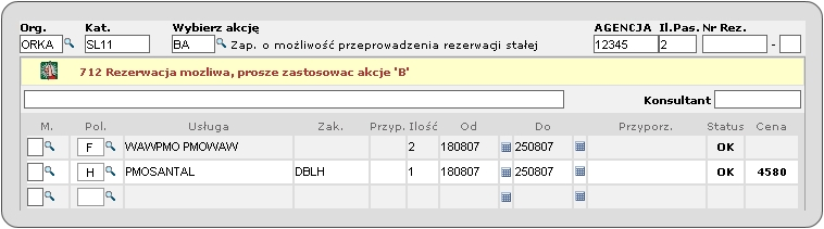 24.4. REZERWACJA ZŁOŻONA 24.4.1. TAKIE SAME USŁUGI Najprostszym przypadkiem rezerwacji złożonej, jest sytuacja, gdy dokonuje się rezerwacji dwóch lub więcej takich samych pokoi w hotelu.