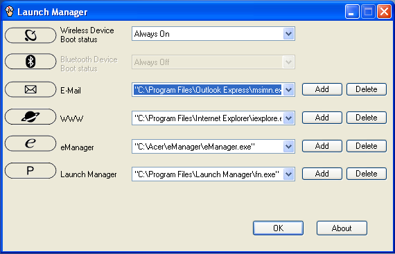 21 Launch Manager Powyżej klawiatury znajduje się 4 przycisków uruchamiania programów.