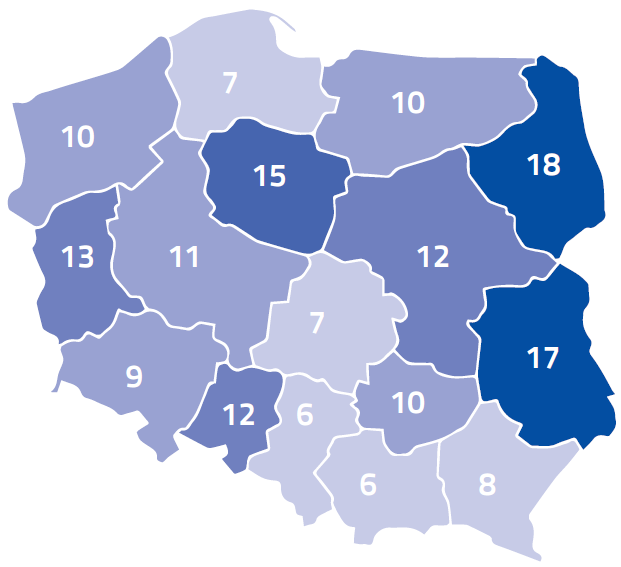 Rys.5. Wskaźnik demograficzny określający liczbę ofiar śmiertelnych na 100 tyś.