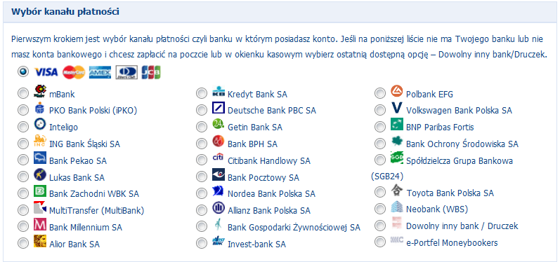 1. WYMAGANIA Aby aktywować przyjmowanie płatności kartami w sklepie internetowym oraz płatności elektroniczną portmonetką Moneybookers i zintegrować te sposoby zapłaty na liście kanałów płatności,